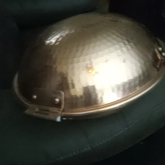 Hammered Copper Serving Bowl with Handle - Picture 2 of 5